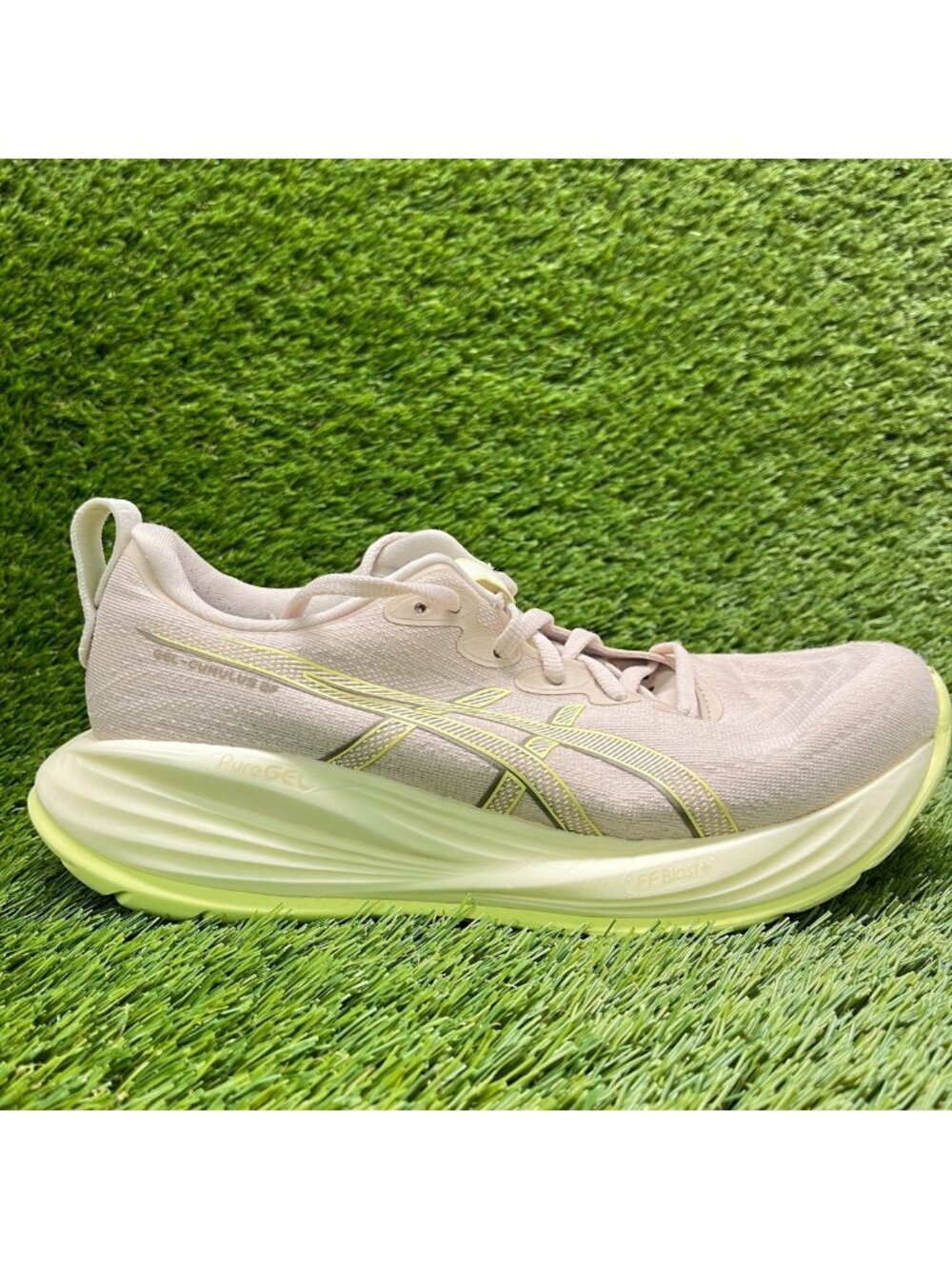 Asics Gel-Cumulus 27 Womens Size 8D Beige Green Athletic Running Shoes Sneakers